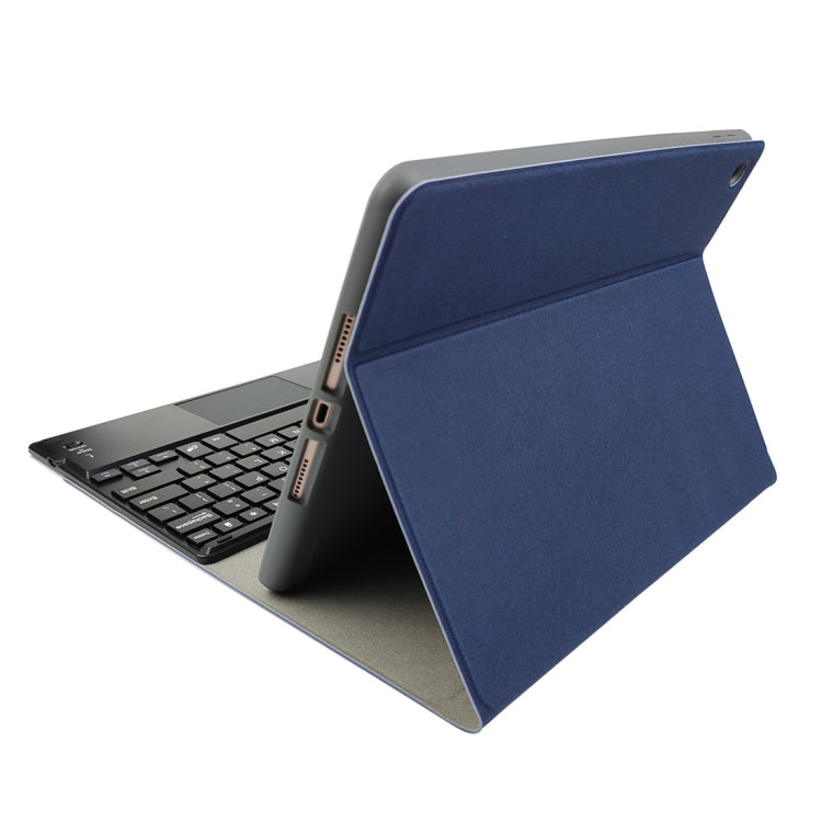 RK102C Detachable Magnetic Plastic Bluetooth Keyboard with Touchpad + Silk Pattern TPU Tablet Case for iPad 10.2, with Pen Slot & Bracket(Blue) - Universal by PMC Jewellery | Online Shopping South Africa | PMC Jewellery