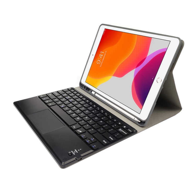 RK102C Detachable Magnetic Plastic Bluetooth Keyboard with Touchpad + Silk Pattern TPU Tablet Case for iPad 10.2, with Pen Slot & Bracket(Rose Gold) - Universal by PMC Jewellery | Online Shopping South Africa | PMC Jewellery