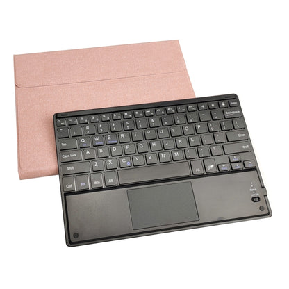 RK102C Detachable Magnetic Plastic Bluetooth Keyboard with Touchpad + Silk Pattern TPU Tablet Case for iPad 10.2, with Pen Slot & Bracket(Rose Gold) - Universal by PMC Jewellery | Online Shopping South Africa | PMC Jewellery