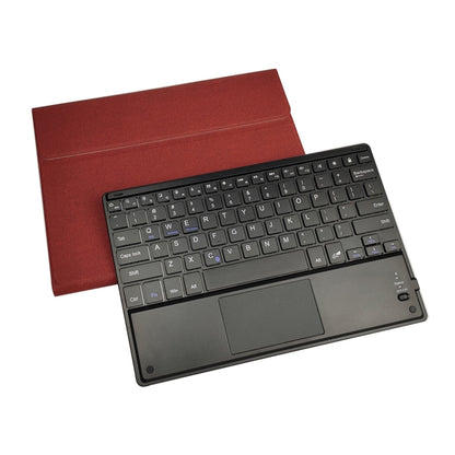 RK102C Detachable Magnetic Plastic Bluetooth Keyboard with Touchpad + Silk Pattern TPU Tablet Case for iPad 10.2, with Pen Slot & Bracket(Red) - Universal by PMC Jewellery | Online Shopping South Africa | PMC Jewellery