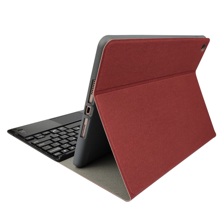 RK102C Detachable Magnetic Plastic Bluetooth Keyboard with Touchpad + Silk Pattern TPU Tablet Case for iPad 10.2, with Pen Slot & Bracket(Red) - Universal by PMC Jewellery | Online Shopping South Africa | PMC Jewellery