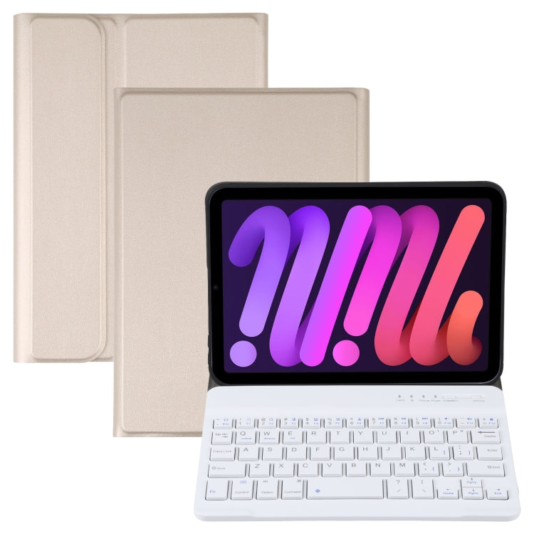 A06 Detachable Lambskin Texture Ultra-thin TPU Bluetooth Keyboard Leather Tablet Case with Stand For iPad mini 6 (Gold) - For iPad mini by PMC Jewellery | Online Shopping South Africa | PMC Jewellery