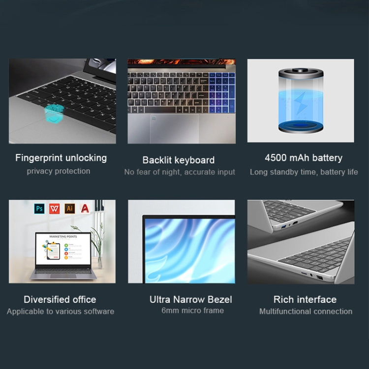 H15 15.6 inch Ultrathin Laptop, 16GB+128GB, Windows 11 Intel Processor N95 Quad Core, US Plug (Silver) - free shipping - PMc TechLife - Order now!