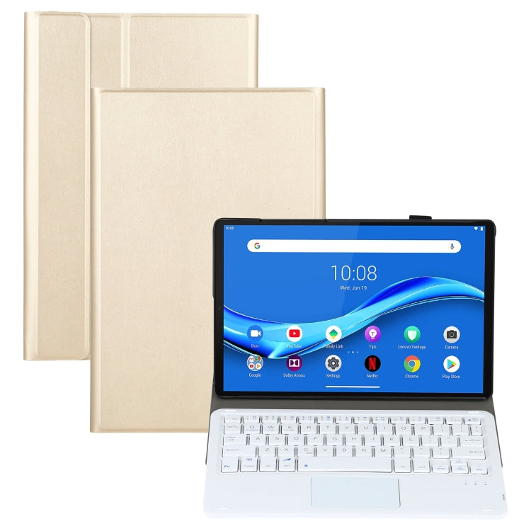 AM10-A Detachable Bluetooth Backlight Keyboard Ultrathin Horizontal Flip Leather Tablet Case with Touchpad & Holder for Lenovo M10 Plus 10.3 inch X606F(Gold) - Lenovo Keyboard by PMC Jewellery | Online Shopping South Africa | PMC Jewellery