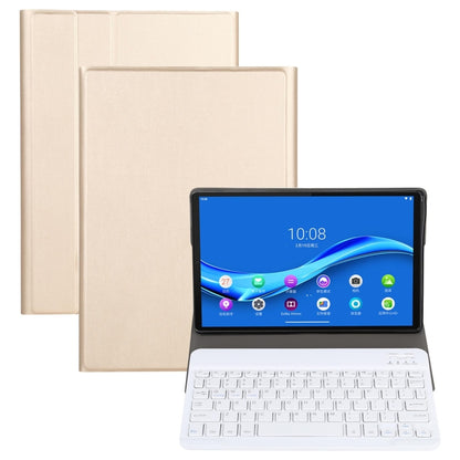 AM11 2 in 1 Removable Bluetooth Keyboard + Protective Leather Tablet Case with Holder for Lenovo M10 FHD REL TB-X605FC/LC(Gold) - Lenovo Keyboard by PMC Jewellery | Online Shopping South Africa | PMC Jewellery