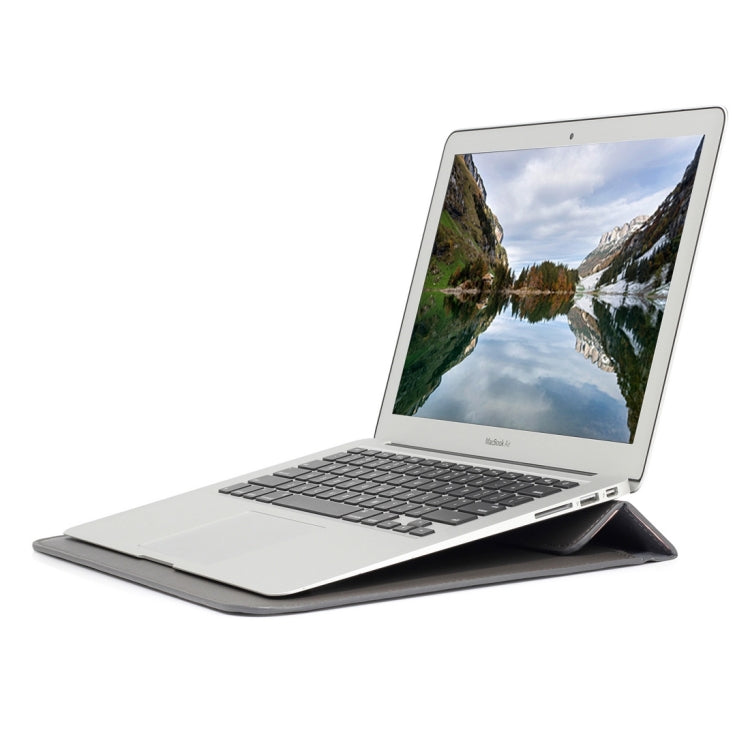 Universal Envelope Style PU Leather Case with Holder for Ultrathin Notebook Tablet PC 13.3 inch, Size: 35x25x1.5cm(Grey) - 13 inch by PMC TechLife | Online Shopping South Africa | PMC TechLife | Buy Now Pay Later Mobicred