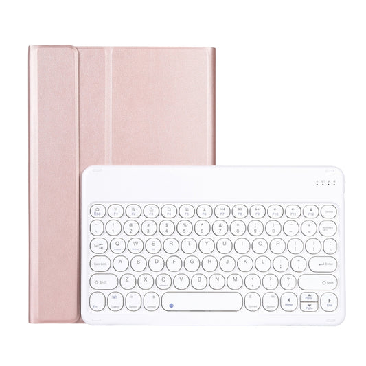 YAK10 2 in 1 Detachable Round Keycap Bluetooth Keyboard + Lambskin Texture TPU Protective Leather Tablet Case with Holder for Lenovo Qitian K10 TB-X6C6X(Rose Gold) - Lenovo Keyboard by PMC Jewellery | Online Shopping South Africa | PMC Jewellery