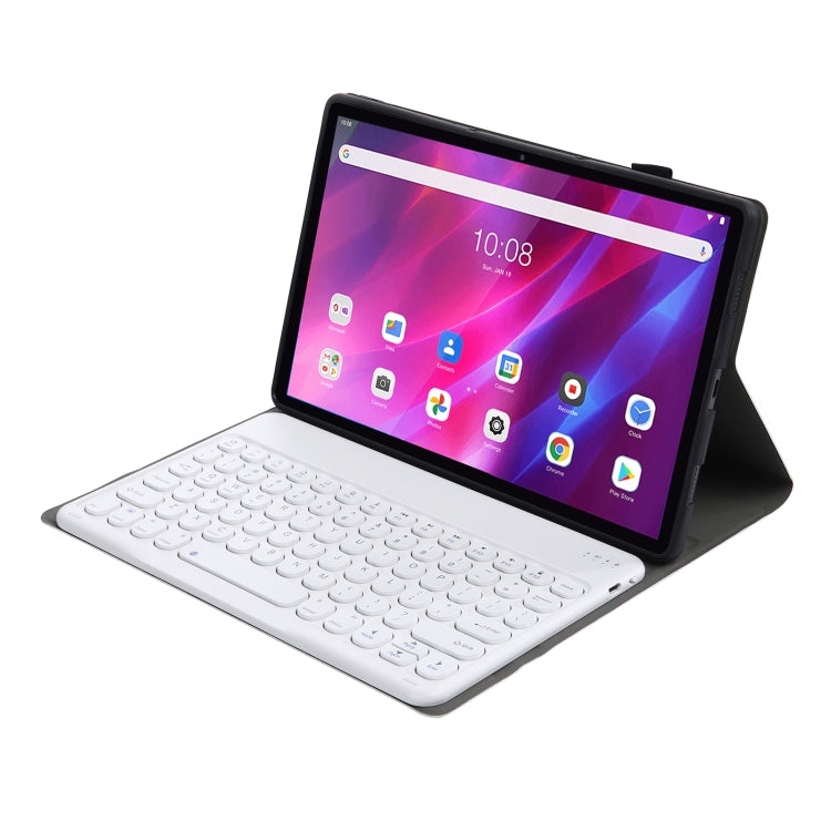 YAK10 2 in 1 Detachable Round Keycap Bluetooth Keyboard + Lambskin Texture TPU Protective Leather Tablet Case with Holder for Lenovo Qitian K10 TB-X6C6X(Rose Gold) - Lenovo Keyboard by PMC Jewellery | Online Shopping South Africa | PMC Jewellery