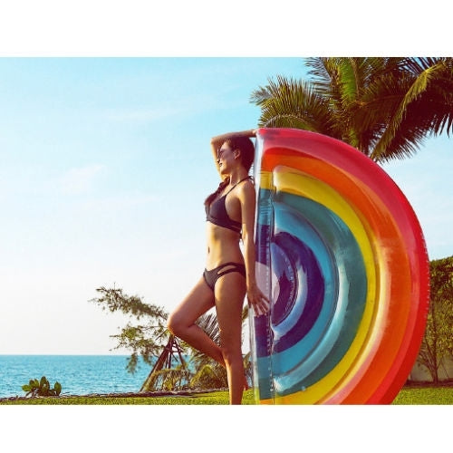 Inflatable Rainbow Shaped Floating Mat Swimming Ring, Inflated Size: 180 x 90cm - Swimming Rings by PMC Jewellery | Online Shopping South Africa | PMC Jewellery