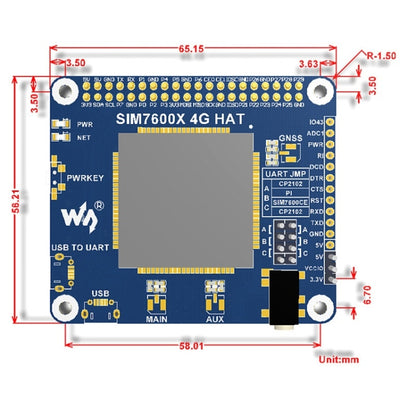 Waveshare 4G / 3G / GNSS HAT for Raspberry Pi, LTE CAT4, for North America - Modules Expansions Accessories by Waveshare | Online Shopping South Africa | PMC Jewellery | Buy Now Pay Later Mobicred