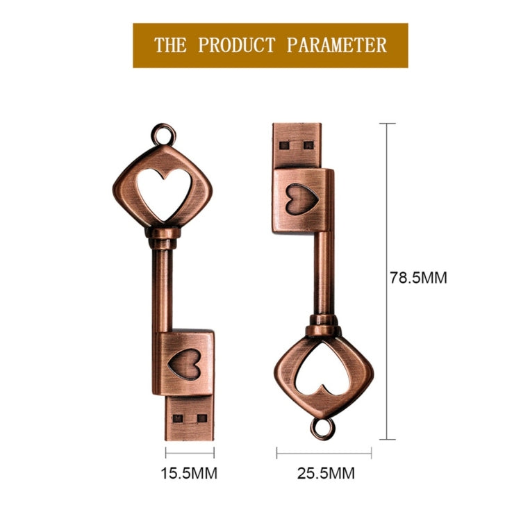 MicroDrive 32GB USB 2.0 Copper Love Key U Disk - USB Flash Drives by MicroDrive | Online Shopping South Africa | PMC TechLife | Buy Now Pay Later Mobicred