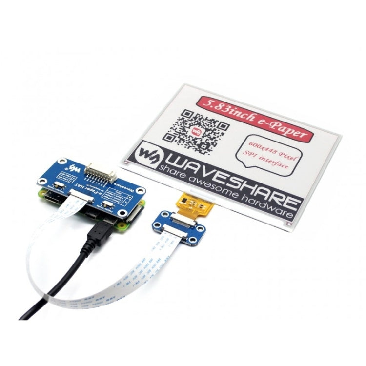 Waveshare 5.83 inch 600x448 Pixel Red Black White Three-color E-Ink Display HAT (B) for Raspberry Pi, SPI Interface - free shipping - PMC Jewellery - Order now!