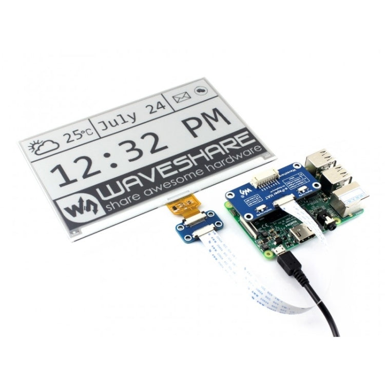 Waveshare 7.5 inch  800x400 Pixel E-Ink Display HAT for Raspberry Pi - free shipping - PMC Jewellery - Order now!