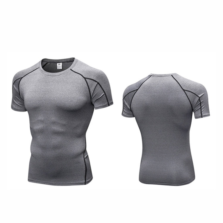 Fitness Running Training Suit Stretch Quick Dry Tight Short Sleeve T-shirt (Color:Grey Size:XL) - Athletic Wear by PMC Jewellery | Online Shopping South Africa | PMC Jewellery