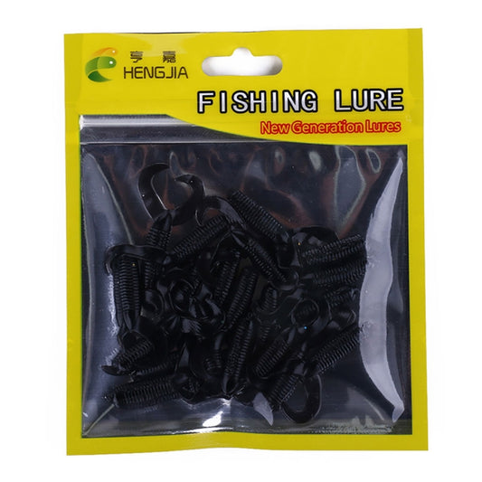 HENGJIA SO105 20 PCS 3.5cm/0.9g Double Tailed Bait Soft Bait for Sea Fishing (Black) - Fishing Lures by HENGJIA | Online Shopping South Africa | PMC Jewellery | Buy Now Pay Later Mobicred