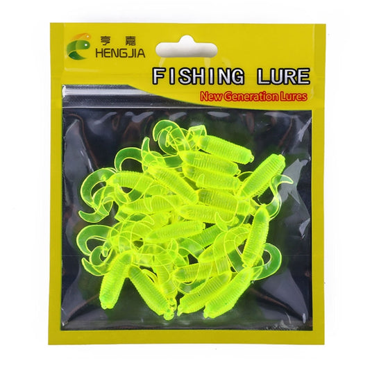 HENGJIA SO105 20 PCS 3.5cm/0.9g Double Tailed Bait Soft Bait for Sea Fishing (Yellow) - Fishing Lures by HENGJIA | Online Shopping South Africa | PMC Jewellery | Buy Now Pay Later Mobicred