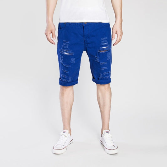 Summer Casual Ripped Denim Shorts for Men (Color:Sapphire Blue Size:L) - Pants by PMC Jewellery | Online Shopping South Africa | PMC Jewellery