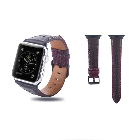 Square Hole Top-grain Leather Wrist Watch Band for Apple Watch Series 7 45mm / 6 & SE & 5 & 4 44mm / 3 & 2 & 1 42mm - Watch Bands by PMC Jewellery | Online Shopping South Africa | PMC Jewellery | Buy Now Pay Later Mobicred