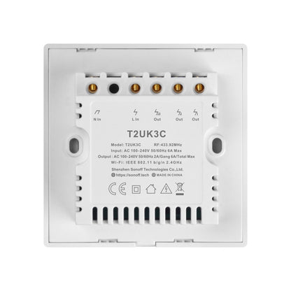 Sonoff T2 Touch 86mm Tempered Glass Panel Wall Switch Smart Home Light Touch Switch, Compatible with Alexa and Google Home, AC 100V-240V, UK Plug - Smart Switch by PMC Jewellery | Online Shopping South Africa | PMC Jewellery