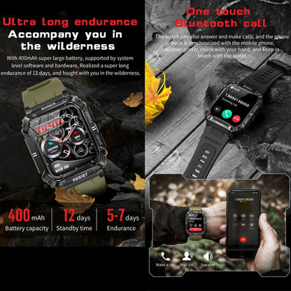 HAMTOD T3 1.95 inch Three Defenses Sport Smart Watch, Support BT Call / Sport Modes / Sleep / Heart Rate / Blood Oxygen / Blood Pressure Monitoring(Army Green) - Smart Watches by HAMTOD | Online Shopping South Africa | PMC Jewellery | Buy Now Pay Later Mobicred