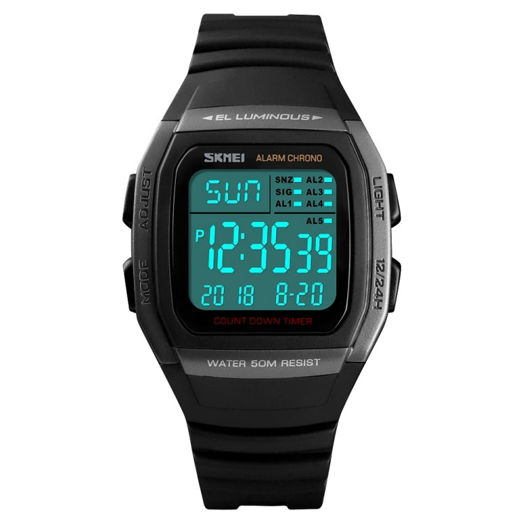 SKMEI 1278 Fashionable Outdoor 50m Waterproof Digital Watch Student Sports Wrist Watch Support 5 Group Alarm Clocks (Titanium) - Sport Watches by SKMEI | Online Shopping South Africa | PMC Jewellery | Buy Now Pay Later Mobicred