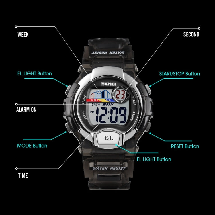 SKMEI 1450 Women Transparent Digital Watch 50m Waterproof Sports Watch with LED Light(Black) - Sport Watches by SKMEI | Online Shopping South Africa | PMC Jewellery | Buy Now Pay Later Mobicred