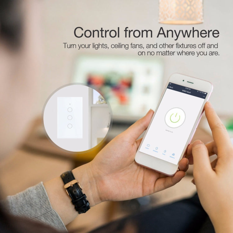TC120 Wifi Smart Light Switch Glass Screen Touch Panel Voice Control Wireless Wall Switch Work with Alexa Echo / Google Home (White) - Smart Switch by PMC TechLife | Online Shopping South Africa | PMC TechLife