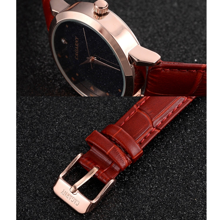 CAGARNY 6875 Round Dial Water Resistant Starry Sky Pattern Fashion Women Quartz Wrist Watch with Leather Band (Pink) - Leather Strap Watches by CAGARNY | Online Shopping South Africa | PMC Jewellery | Buy Now Pay Later Mobicred