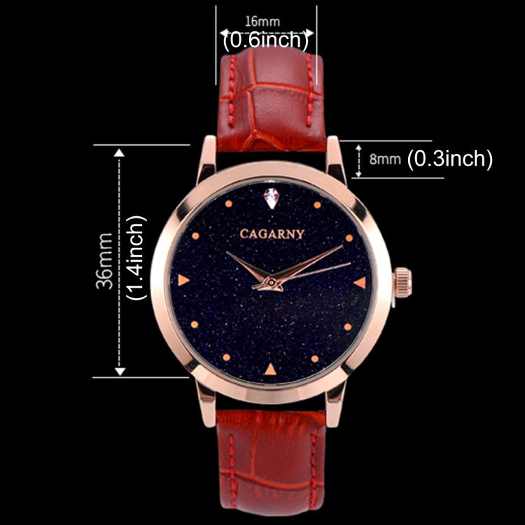 CAGARNY 6875 Round Dial Water Resistant Starry Sky Pattern Fashion Women Quartz Wrist Watch with Leather Band (Pink) - Leather Strap Watches by CAGARNY | Online Shopping South Africa | PMC Jewellery | Buy Now Pay Later Mobicred