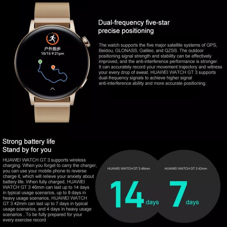 HUAWEI WATCH GT 3 Smart Watch 42mm Rubber Wristband, 1.32 inch AMOLED Screen, Support Heart Rate Monitoring / GPS / 7-days Battery Life / NFC(Black) - Wearable Devices by Huawei | Online Shopping South Africa | PMC Jewellery | Buy Now Pay Later Mobicred