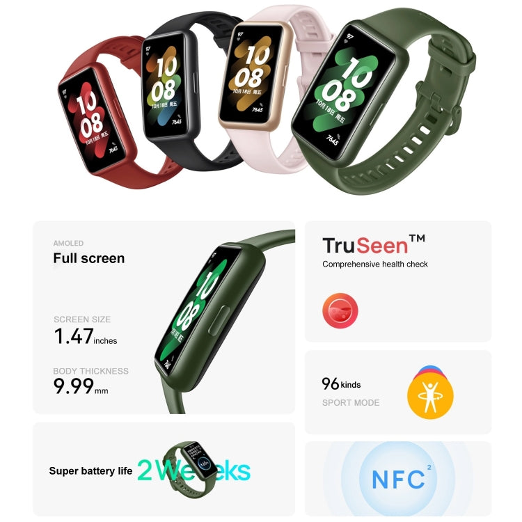 Original HUAWEI Band 7 NFC Edition, 1.47 inch AMOLED Screen Smart Watch, Support Blood Oxygen Monitoring / 14-days Battery Life(Green) - Wearable Devices by Huawei | Online Shopping South Africa | PMC Jewellery | Buy Now Pay Later Mobicred