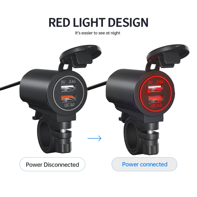 ZH-723F2 Car / Motorcycle QC3.0 Cell Phone Fast Charging Dual USB Car Charger(Red Light) - DIY Modified Charger by PMC Jewellery | Online Shopping South Africa | PMC Jewellery