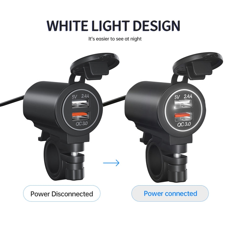 ZH-723F5 Car / Motorcycle QC3.0 Cell Phone Fast Charging Dual USB Car Charger(White Light) - DIY Modified Charger by PMC Jewellery | Online Shopping South Africa | PMC Jewellery