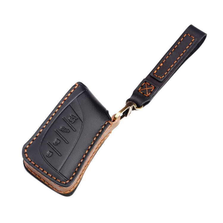 For Lexus 4-button Hallmo Car Cowhide Leather Key Protective Cover Key Case(Black) - Car Key Cases by Hallmo | Online Shopping South Africa | PMC Jewellery | Buy Now Pay Later Mobicred