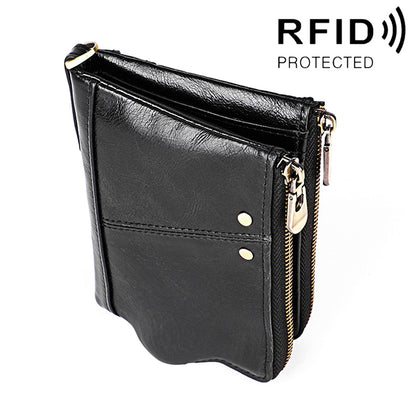 3533 Long Crazy Horse Texture Cowhide Leather Folding Anti-magnetic RFID Wallet Clutch Bag for Men, with Card Slots(Black) - Antimagnetic RFID Package by PMC Jewellery | Online Shopping South Africa | PMC Jewellery | Buy Now Pay Later Mobicred