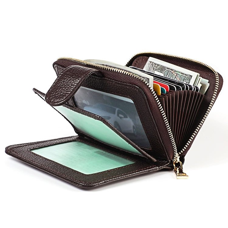 KB192 Buckle Zipper Cowhide Leather Organ Shape Multiple Card Slots Anti-magnetic RFID Wallet Clutch Bag for Men(Black) - Antimagnetic RFID Package by PMC Jewellery | Online Shopping South Africa | PMC Jewellery | Buy Now Pay Later Mobicred