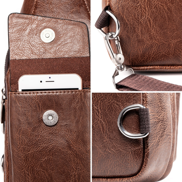 WEIXIER 9525 Men Leisure Style PU Leather Single Shoulder Crossbody Bag (Dark Brown) - Crossbody Bags by WEIXIER | Online Shopping South Africa | PMC Jewellery | Buy Now Pay Later Mobicred