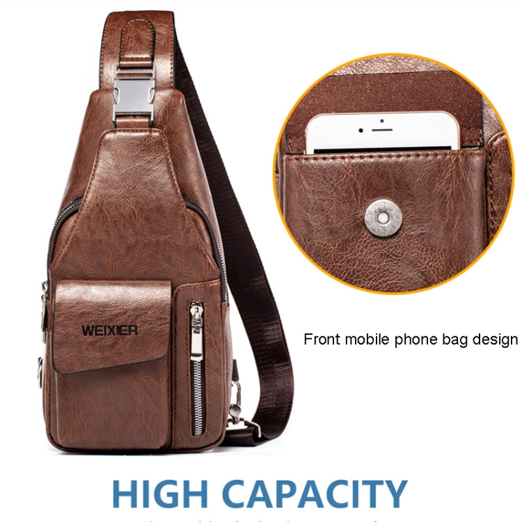 WEIXIER 9525 Men Leisure Style PU Leather Single Shoulder Crossbody Bag (Dark Brown) - Crossbody Bags by WEIXIER | Online Shopping South Africa | PMC Jewellery | Buy Now Pay Later Mobicred