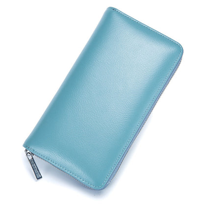 Two-Layer Cowhide Leather Organ Card Holder Multiple-Card RFID Anti-Theft Wallet Bag(Baby Blue) - Antimagnetic RFID Package by PMC Jewellery | Online Shopping South Africa | PMC Jewellery | Buy Now Pay Later Mobicred