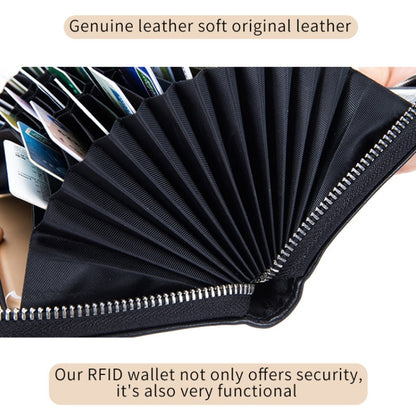 Two-Layer Cowhide Leather Organ Card Holder Multiple-Card RFID Anti-Theft Wallet Bag(Coffee) - Antimagnetic RFID Package by PMC Jewellery | Online Shopping South Africa | PMC Jewellery | Buy Now Pay Later Mobicred