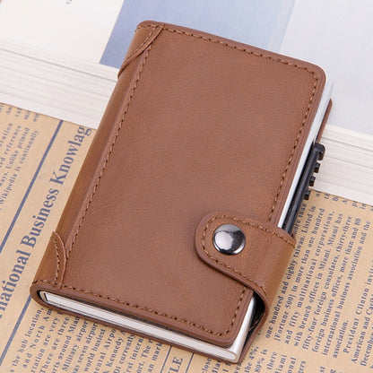 X-51 Automatically Pop-up Card Type Anti-magnetic RFID Anti-theft PU Leather Wallet with Card Slots(Apricot) - Antimagnetic RFID Package by PMC Jewellery | Online Shopping South Africa | PMC Jewellery | Buy Now Pay Later Mobicred