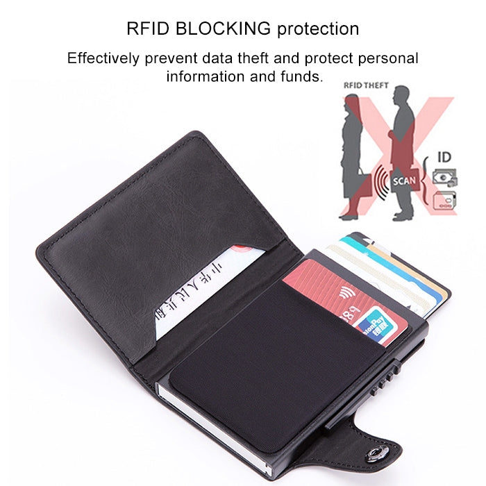 X-51 Automatically Pop-up Card Type Anti-magnetic RFID Anti-theft PU Leather Wallet with Card Slots(Apricot) - Antimagnetic RFID Package by PMC Jewellery | Online Shopping South Africa | PMC Jewellery | Buy Now Pay Later Mobicred