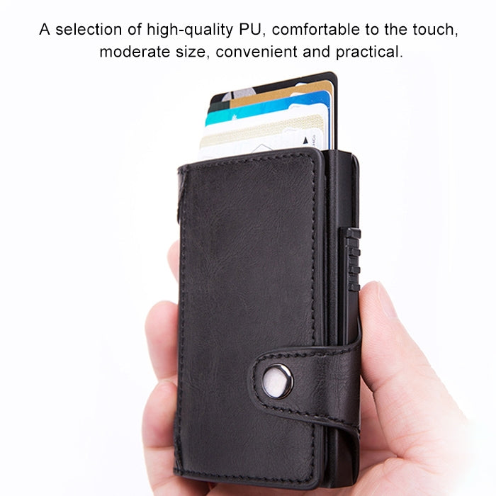 X-51 Automatically Pop-up Card Type Anti-magnetic RFID Anti-theft PU Leather Wallet with Card Slots(Apricot) - Antimagnetic RFID Package by PMC Jewellery | Online Shopping South Africa | PMC Jewellery | Buy Now Pay Later Mobicred