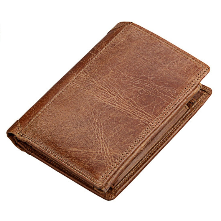 Genuine Cowhide Leather 3-folding Card Holder Wallet RFID Blocking Card Bag Protect Case for Men, Size: 13*10.2*2.5cm(Brown) - Antimagnetic RFID Package by PMC TechLife | Online Shopping South Africa | PMC TechLife | Buy Now Pay Later Mobicred