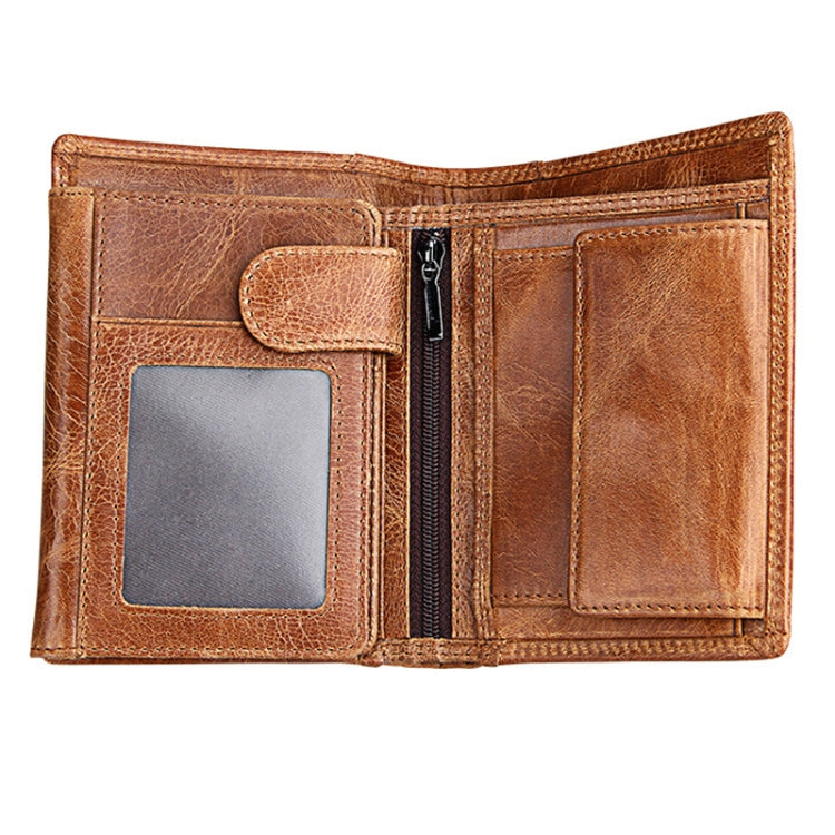 Genuine Cowhide Leather 3-folding Card Holder Wallet RFID Blocking Card Bag Protect Case for Men, Size: 13*10.2*2.5cm(Brown) - Antimagnetic RFID Package by PMC TechLife | Online Shopping South Africa | PMC TechLife | Buy Now Pay Later Mobicred