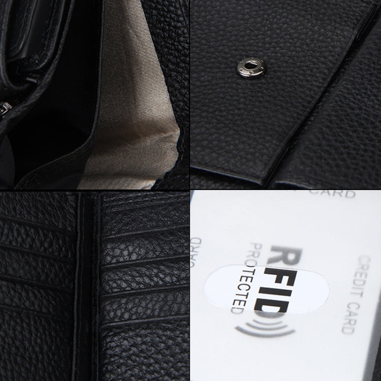 Genuine Cowhide Leather 3-folding Card Holder Wallet RFID Blocking Card Bag Protect Case for Men, Size: 13*10.2*2.5cm(Brown) - Antimagnetic RFID Package by PMC TechLife | Online Shopping South Africa | PMC TechLife | Buy Now Pay Later Mobicred