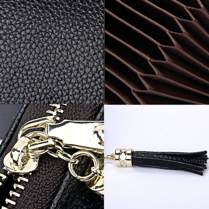 Genuine Cowhide Leather Solid Color Zipper Card Holder Wallet RFID Blocking Card Bag Protect Case Coin Purse with Tassel Pendant & 15 Card Slots for Women, Size: 11.1*7.6*3.5cm - Antimagnetic RFID Package by PMC Jewellery | Online Shopping South Africa | PMC Jewellery | Buy Now Pay Later Mobicred