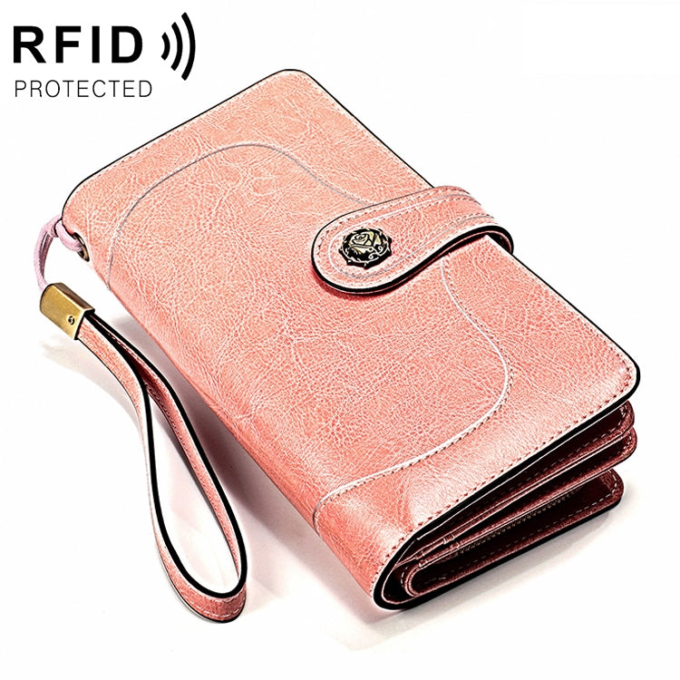 3555 Large Capacity Long Multi-function Anti-magnetic RFID Wallet Clutch for Ladies with Card Slots (Pink) - Antimagnetic RFID Package by PMC Jewellery | Online Shopping South Africa | PMC Jewellery | Buy Now Pay Later Mobicred