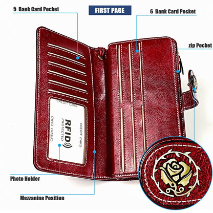 3555 Large Capacity Long Multi-function Anti-magnetic RFID Wallet Clutch for Ladies with Card Slots (Pink) - Antimagnetic RFID Package by PMC Jewellery | Online Shopping South Africa | PMC Jewellery | Buy Now Pay Later Mobicred