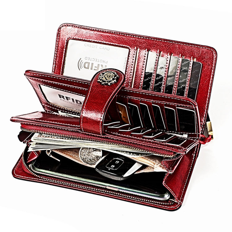 3555 Large Capacity Long Multi-function Anti-magnetic RFID Wallet Clutch for Ladies with Card Slots (Red) - Antimagnetic RFID Package by PMC Jewellery | Online Shopping South Africa | PMC Jewellery | Buy Now Pay Later Mobicred